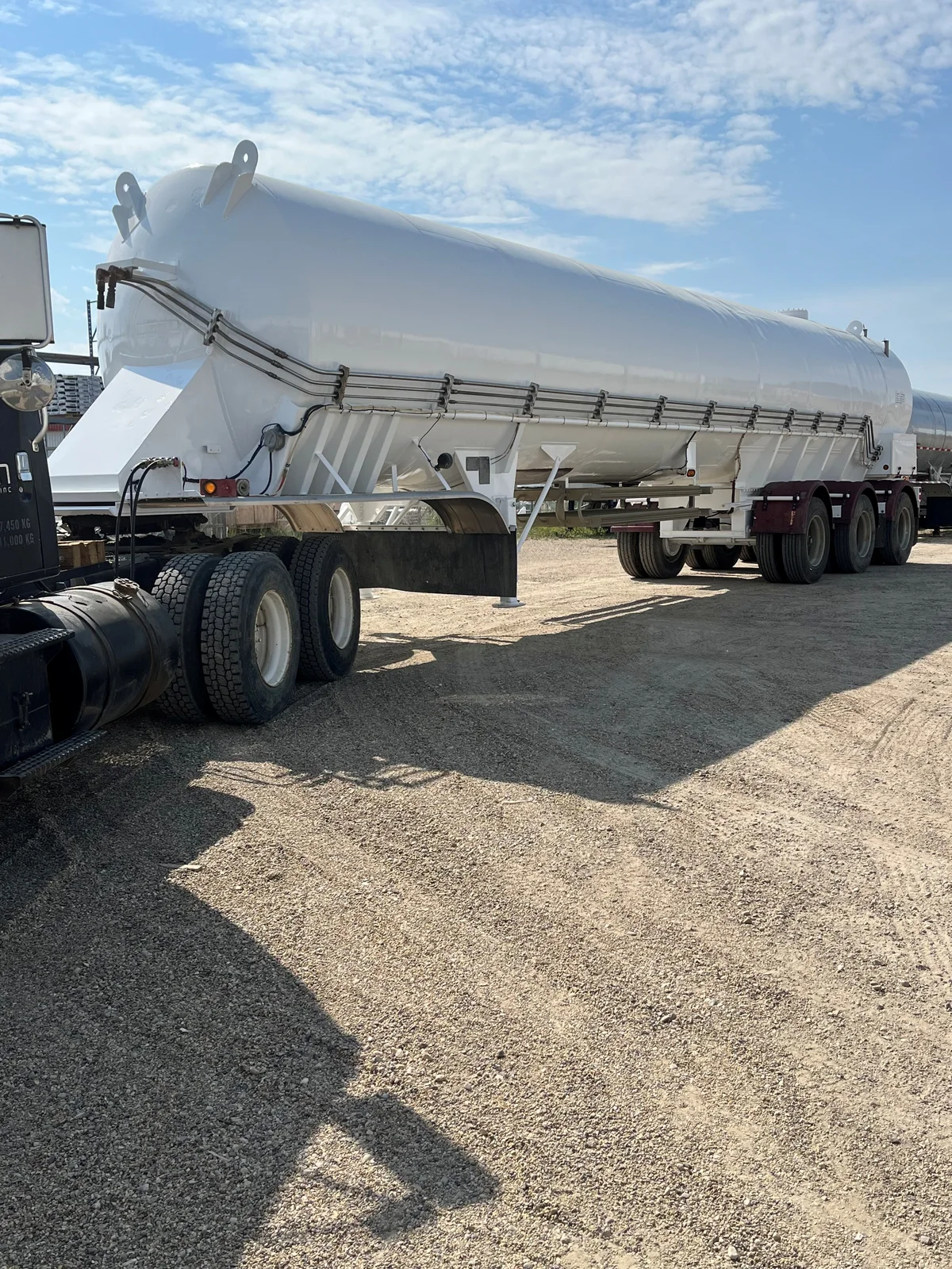 Cryogenic tank trailer in the Micron yard