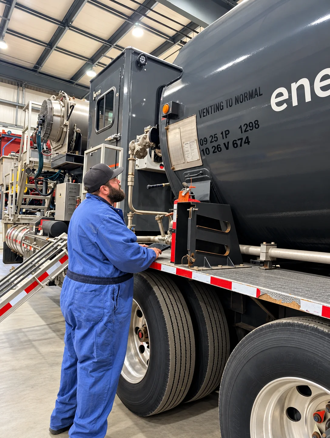 Kyle testing tank equipment in the Micron workshop